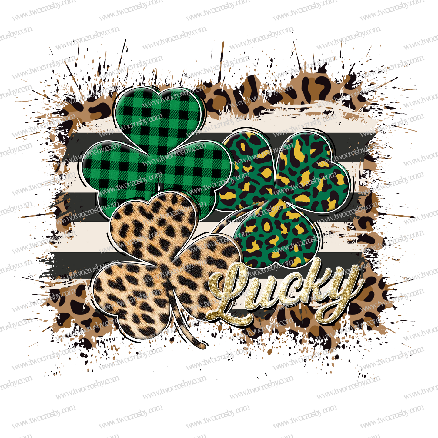 Lucky Clover-Leopard-Gingham- Sublimation Transfer